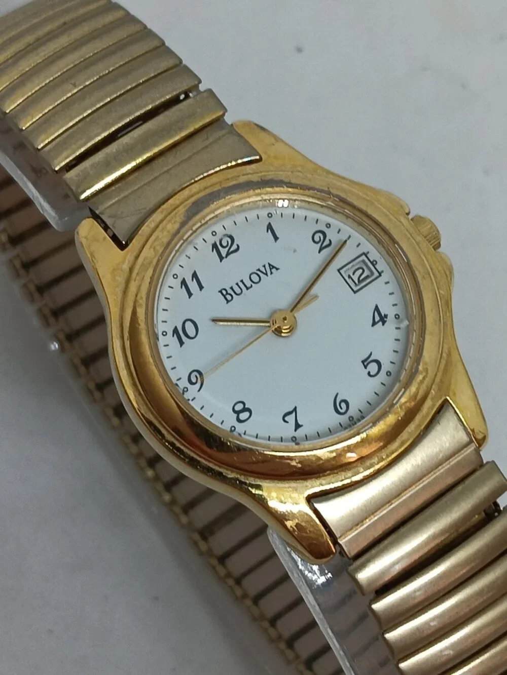 VINTAGE 1998 Bulova 97M39 Women's 24mm Gold Tone Japanese Quartz Watch NEW BATT